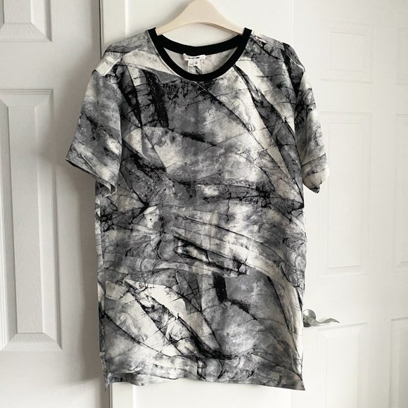 Helmut Lang "Terrene" Short Sleeve Printed Black/ White Top, size XS - Picture 3 of 8